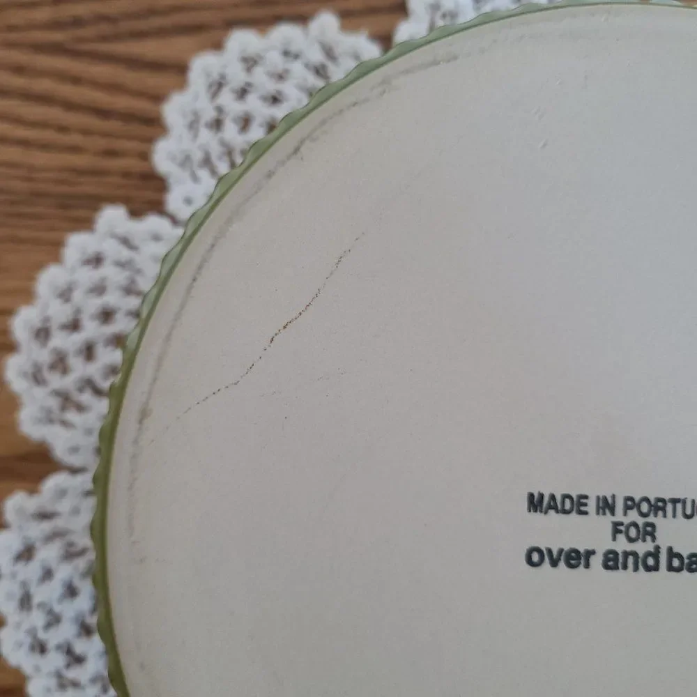 Over and Back Ceramic Soufflé Green Baking Dish Large Ramekin Made in Portugal